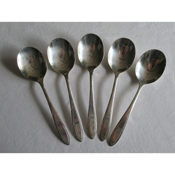 Oneida Nobility Plate REVERIE Silverplate Flatware 1937 Lot 5x Round Spoon 6" - Picture 10 of 10